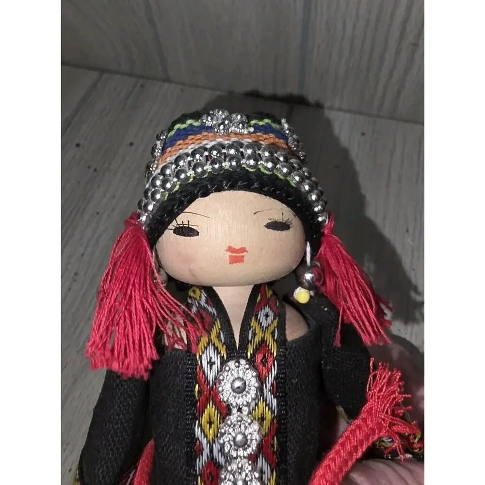 Vintage National Minority Of China Doll Bamboo And Wood China Provinces